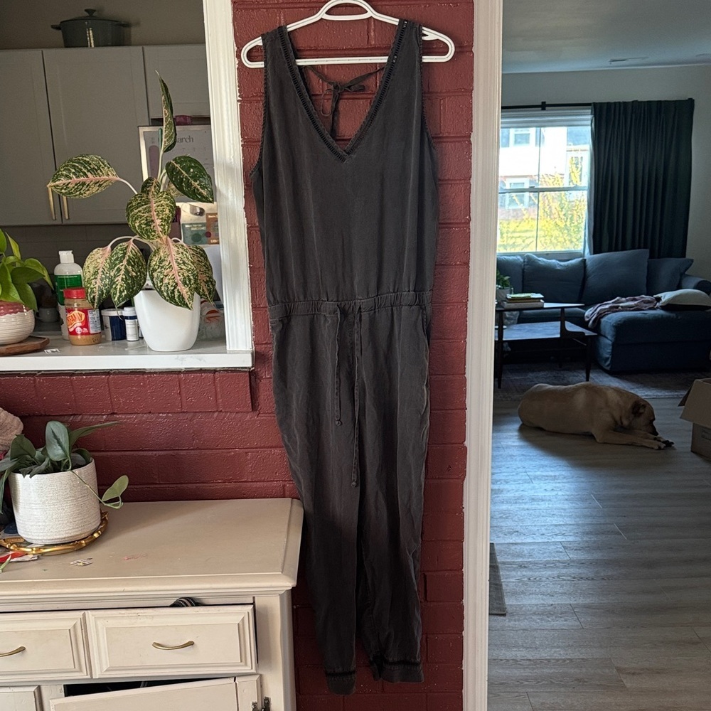 Anthropologie charcoal gray sleeveless jumpsuit